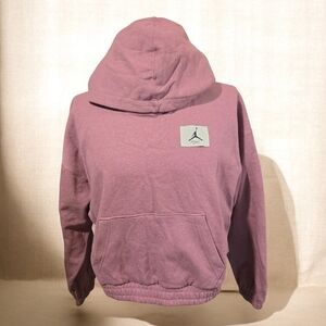 Jordan Essentials Women's Fleece Hoodie Light Mulberry Color Ribbed Hem